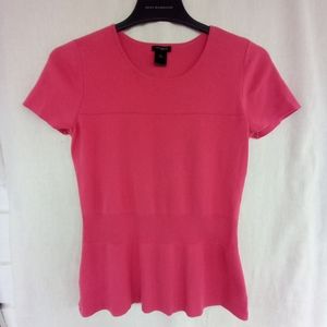 Ann Taylor Short Sleeve Knit Top Blouse Medium Rose Pink